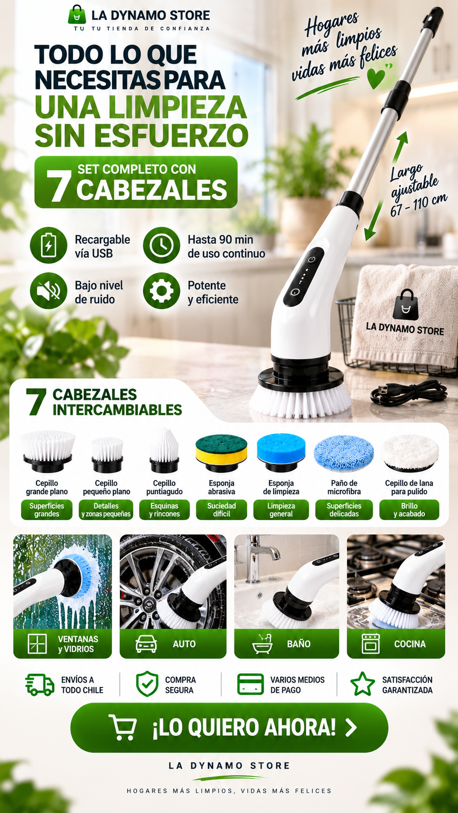 Cepillo Eléctrico Recargable Multiusos para Limpieza
