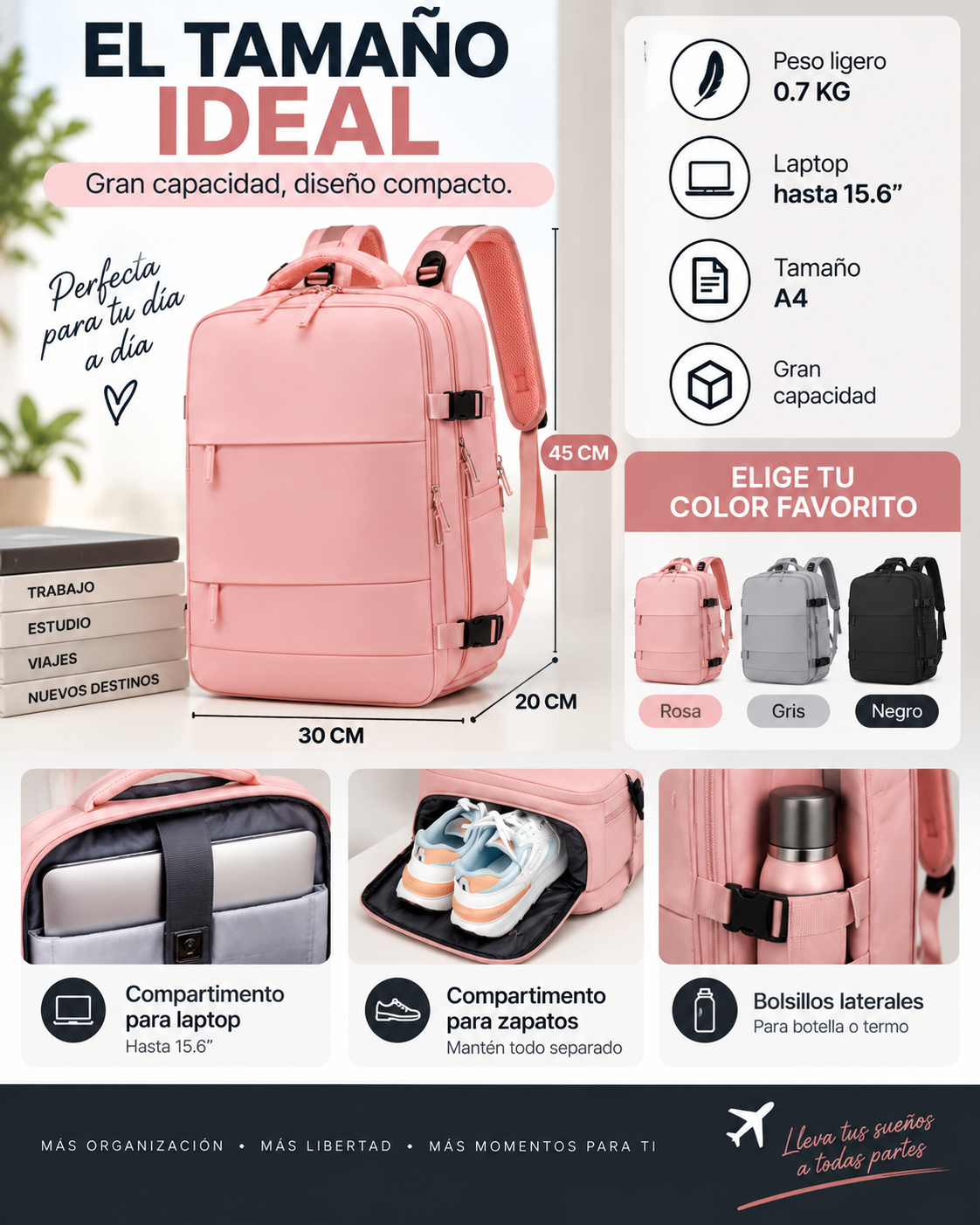 Mochila impermeable - compartimentos internos