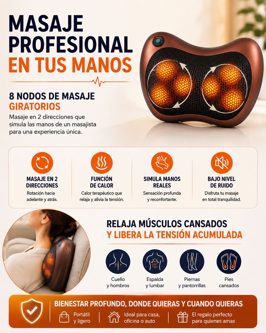 Masajeador Almohada De Doble Helice