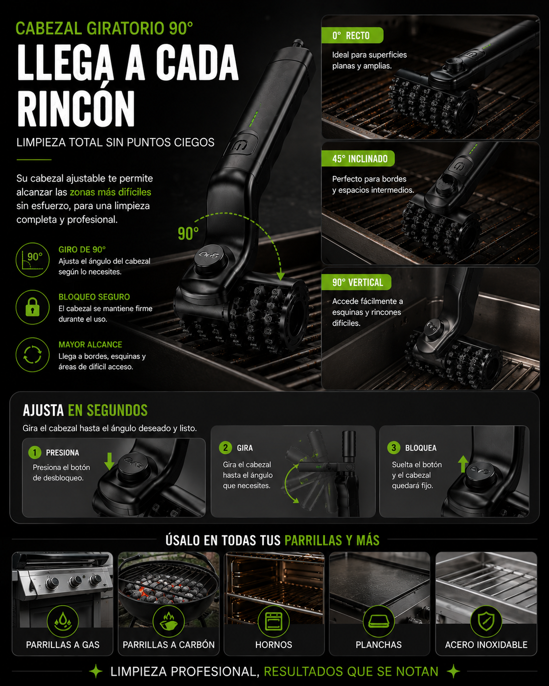 Cepillo Eléctrico Recargable para Parrilla | Limpieza Profunda sin Esfuerzo