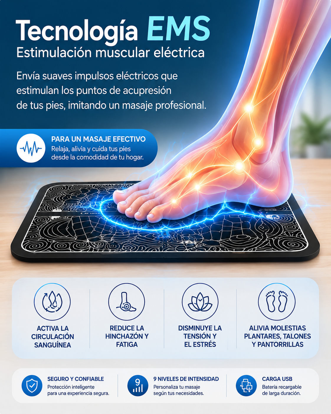 Masajeador de Pies Eléctrico EMS | Alivio y Relajación Muscular