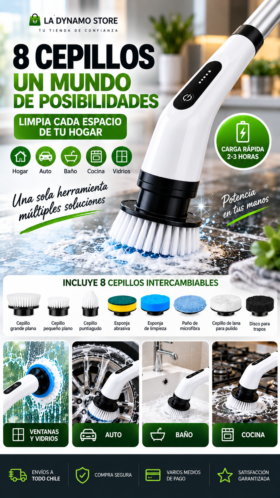 Cepillo Eléctrico Recargable Multiusos para Limpieza