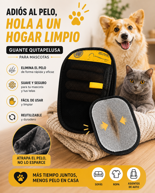 Guante quitapelusa ideal para sofás, alfombras, ropa y auto
