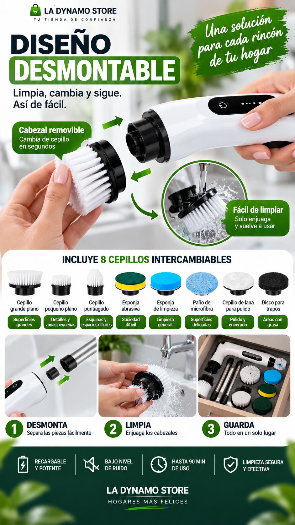 Cepillo Eléctrico Recargable Multiusos para Limpieza