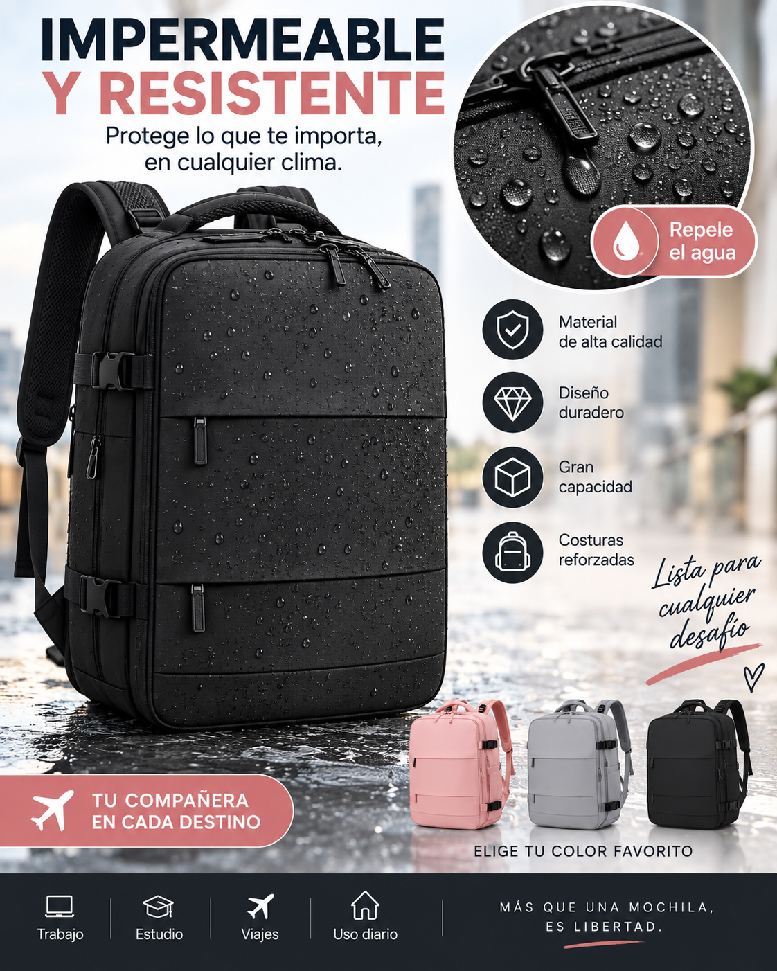 Mochila impermeable - correas acolchadas